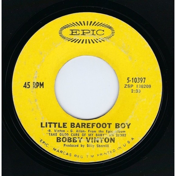 Bobby Vinton Vinyl 45 I Love How You Love Me / Little Barefoot Boy Epic VG Pop - Picture 2 of 2